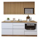 Ver imagem 3 de Cozinha Completa Modulada 4 Peças 5 Portas 4 Gavetas com Rodapé Norten Marrom/Branco/Nature