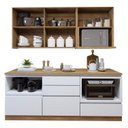 Ver imagem 5 de Cozinha Completa Modulada 4 Peças 5 Portas 4 Gavetas com Rodapé Norten Marrom/Branco/Nature
