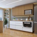 Ver imagem 1 de Cozinha Completa Modulada 4 Peças 5 Portas 4 Gavetas com Rodapé Norten Marrom/Branco/Nature