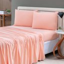 Ver imagem 2 de Jogo de Cama Lençol Sereno Casal em Malha Algodão 4 Peças - Salmão