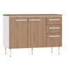 Balcão com Tampo para Pia de Cozinha 120cm 2 Portas 3 Gavetas Felicitá 100% Mdf - 1