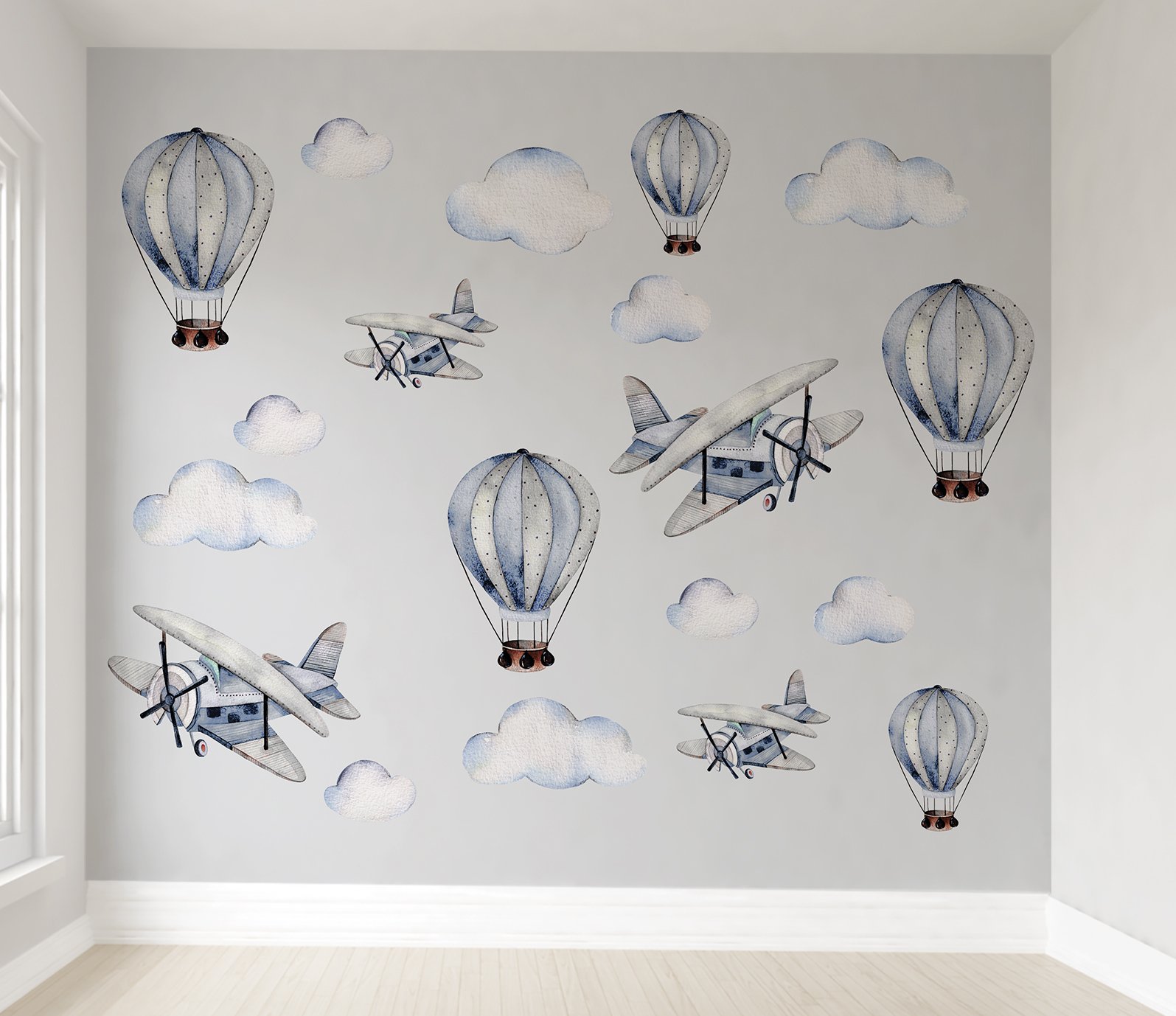 Papel de parede infantil aviãozinho para quarto de bebê M² PP06