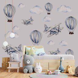 Papel de parede infantil aviãozinho para quarto de bebê M² PP06 - 3