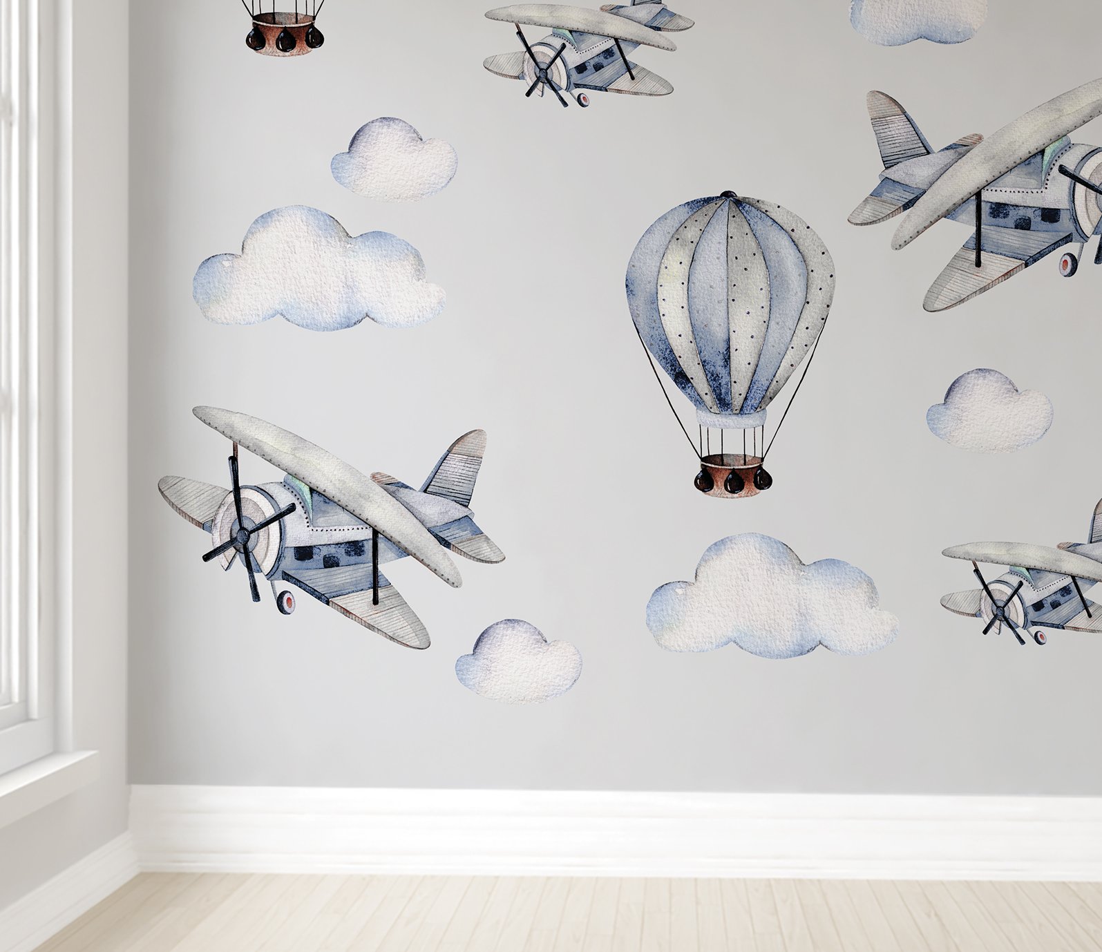 Papel de parede infantil aviãozinho para quarto de bebê M² PP06 - 2