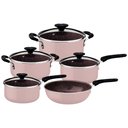 Ver imagem 1 de Jogo de Panelas Tramontina Tunis 5 Peças Rosa Trufado em Alumínio com Revestimento Cerâmico