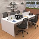 Ver imagem 4 de Conjunto Estação de Trabalho 4 Lugares com 4 Cadeiras Escritório Mesa 120x60cm
