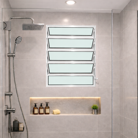 Vitro Basculante 100x80 Alumínio Branco Vidro Liso