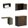 Kit 4 Peças com Mesa para Escritório em L e 3 Armários Multiuso Baixo  - 2