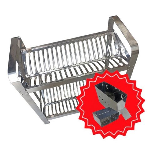 Kit Escorredor Montado 40 Pratos (2 Bandejas) - 08.12 + Porta Talher Inox - 9702