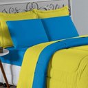 Ver imagem 3 de Kit Edredom Dupla Face + Jogo de Lençol Casal Viúva Nobre 6 Peças Malha 100% Algodão - Amarelo