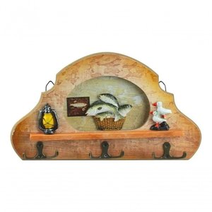 Porta Chave de Parede de Madeira para Cozinha com 6 Ganchos