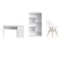 Ver imagem 2 de Kit 3 Peças Escrivaninha e Estante Guaili com Cadeira Base em Madeira