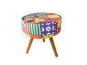 Ver imagem 3 de Kit 2 Poltronas Decorativa Nina + Puff Redondo Suede Patchwork Pés Madeira Ms Decor