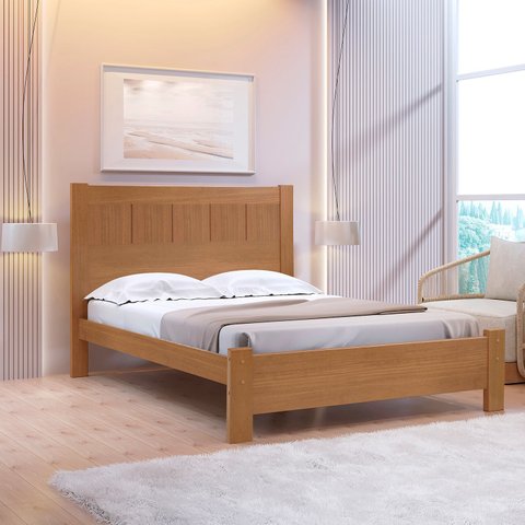Cama Casal Premium 100% MDF Marrom/Cinamomo
