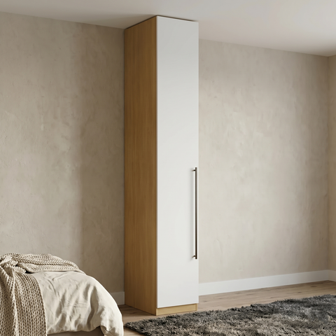 Guarda Roupa Modulado 1 Porta com Prateleiras 100% MDF Infinity Savana/Branco