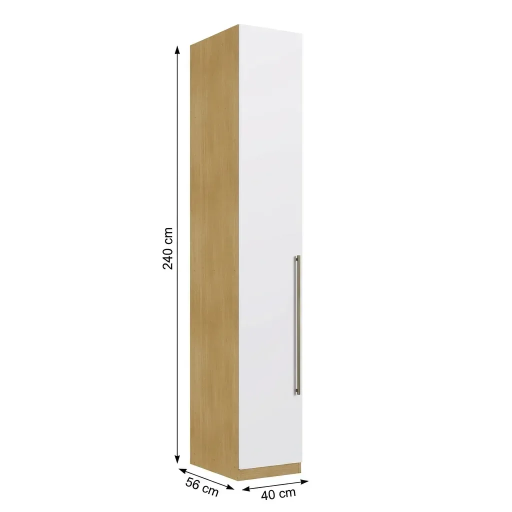 Ver imagem 3 de Guarda Roupa Modulado 1 Porta com Prateleiras 100% MDF Infinity Savana/Branco