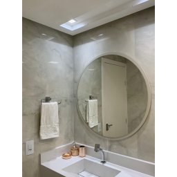 Espelho Decorativo Redondo Estilo Minimalista 70 Cm - Branco - 5