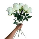 Ver imagem 2 de Kit 8 Rosas Artificiais Brancas Decorativas Realistas Alta Qualidade
