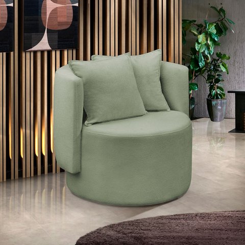 Poltrona Orgânica Maya Boucle Verde Redonda Decorativa - Arkell
