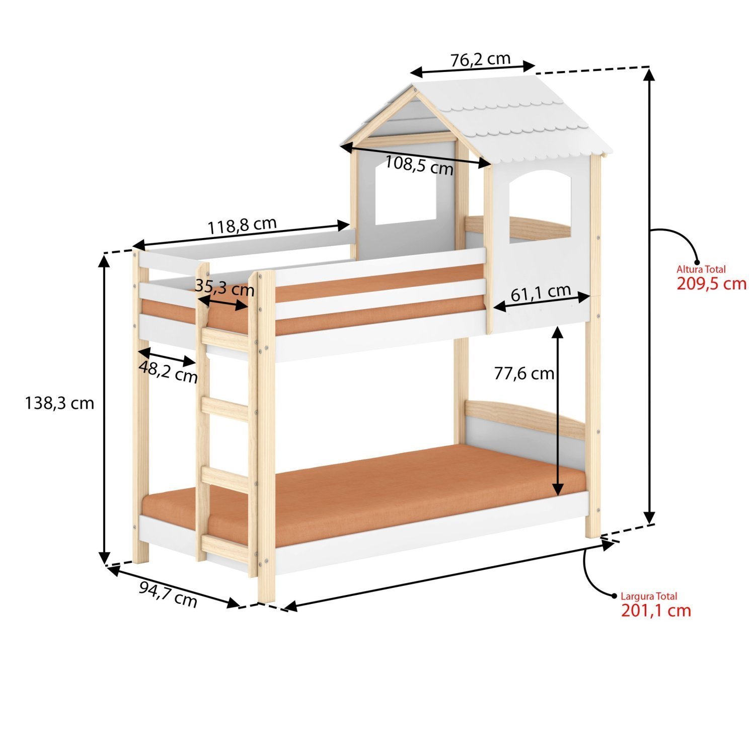 Beliche Infantil Casinha Madeira e Mdf Casatema - 3