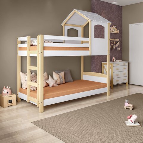 Beliche Infantil Casinha Madeira e MDF Casatema MadeiraOriginals Branco/Marrom
