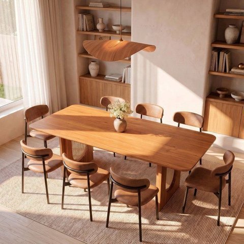 Conjunto de Jantar com Mesa Tali 210cm e 8 Cadeiras Ema CabeCasa MadeiraOriginals Marrom