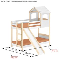 Beliche Infantil Casinha com Escorregador Madeira e Mdf - Casatema - 8