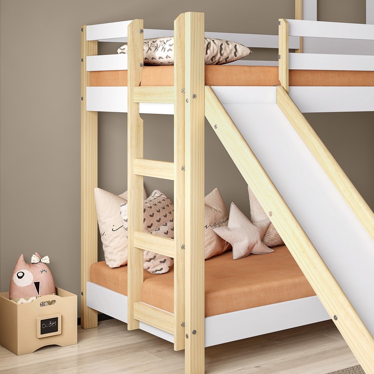 Beliche Infantil Casinha com Escorregador Madeira e Mdf - Casatema - 4