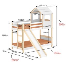 Beliche Infantil Casinha com Escorregador Madeira e Mdf - Casatema - 3