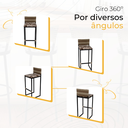 Ver imagem 5 de Kit 5 Banquetas Quadrada Junco Cappuccino para Balcão Ilha Cozinha Área Gourmet Bancada Piscina Bar