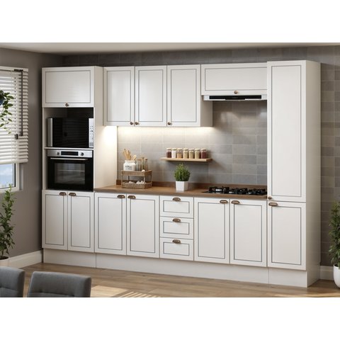 Cozinha Completa 6pçs Americana Branco/ebano C/ Tpo e Rodape