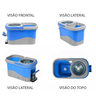 Balde Mop 360° Deend Profissional com Esfregão e Pedal Azul 14 Litros - 3