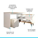 Ver imagem 4 de Escrivaninha de Canto Home Office 2 Gavetas e Nichos Menu Móveis Branco/carvalho
