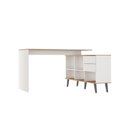 Ver imagem 3 de Escrivaninha de Canto Home Office 2 Gavetas e Nichos Menu Móveis Branco/carvalho