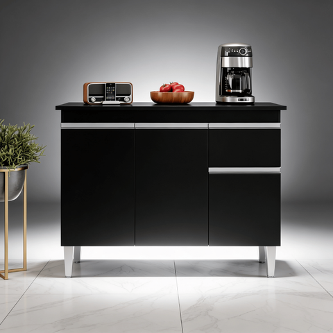 Armário Balcão Gabinete Jade 1m sem Tampo P/ Pia Cozinha Compacta Modulada Gourmet Dispensa 3 Ptas 1