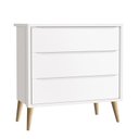 Ver imagem 4 de Dormitório Infantil Theo Retrô 2 Portas, Cômoda, Berço Branco Fosco com Pés Madeira Natural e Colchã