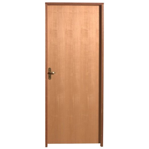 Kit Porta de Madeira 210x82cm Batente 11cm Lisa Padrão Imbuia Uniportas Abertura Direita