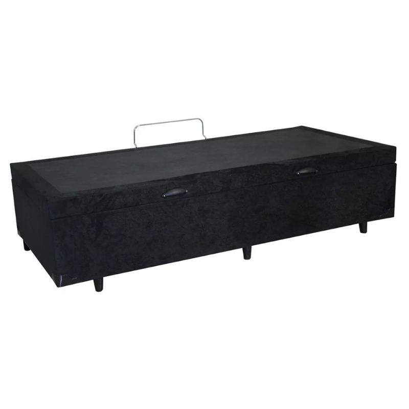 Cama Box Baú Solteiro 88 X 188 - Suede Preto - 3