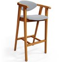 Ver imagem 3 de Kit 02 Banquetas Alta Para Cozinha Bancada Bar Sala de Jantar Fixa Cecília L02 Suede Cinza - Lyam De
