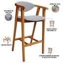 Ver imagem 4 de Kit 02 Banquetas Alta Para Cozinha Bancada Bar Sala de Jantar Fixa Cecília L02 Suede Cinza - Lyam De