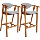 Ver imagem 1 de Kit 02 Banquetas Alta Para Cozinha Bancada Bar Sala de Jantar Fixa Cecília L02 Suede Cinza - Lyam De