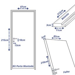 Kit Porta de Madeira Postigo 210x82cm Batente 11cm Eco Uniportas Abertura Esquerda - 3 Kit Porta de Madeira Postigo 210x82cm Batente 11cm Eco Uniportas Abertura Esquerda - 3