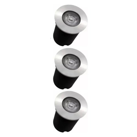 3 Embutido Solo 1w Balizador Led Blindado Ip67 Inox Spot Chão Piso