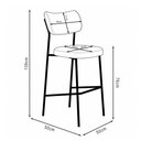 Ver imagem 4 de Kit 2 Banquetas Baixa Sala de Jantar Lisa Pés Champanhe Linho Grafite m² - Monari Design