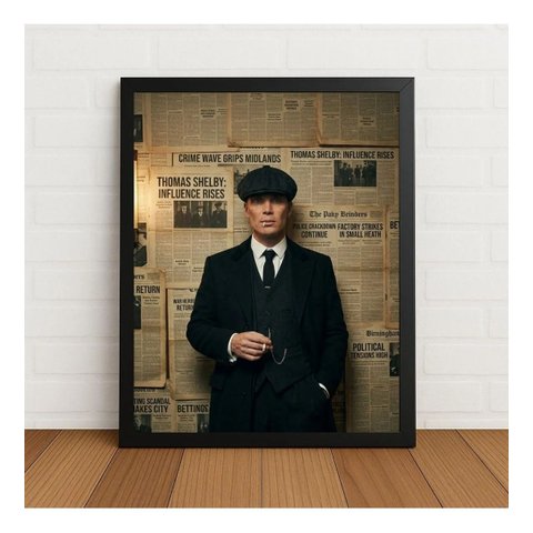 Quadro Decorativo Thomas Shelby com Vidro Preto