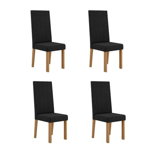Kit 4 Cadeiras Nice com Espaldar – Tecido Veludo Suede Pés em Mdf com Sapatilhas Plásticas Mel/