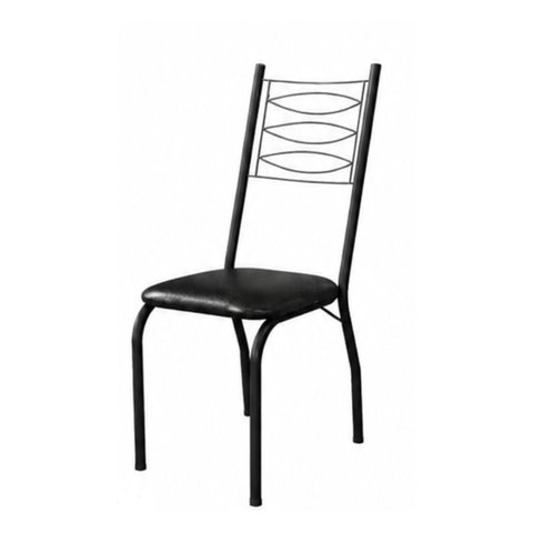 Kit 4 Cadeiras de Jantar ou Cozinha Tubular Preto Bless Tubo 1" Corino Preto Epóxi Premium