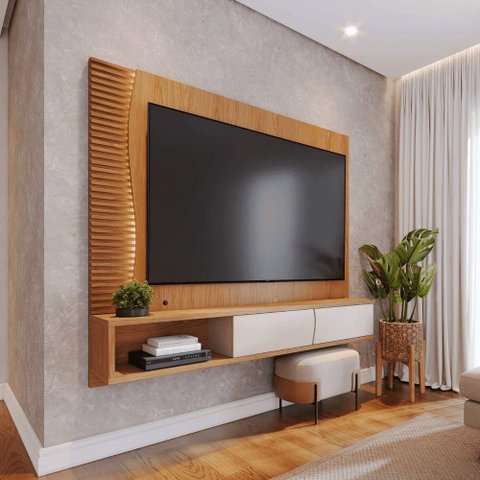 Painel para TV Artemis 65" 179cm MDF MDP Freijo Off White Matte Colibri Móveis