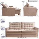 Ver imagem 3 de Sofá sem Caixa Retrátil Baú 1,80m Cama Inbox Secret Suede Velusoft Bege