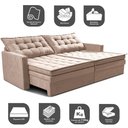 Ver imagem 4 de Sofá sem Caixa Retrátil Baú 1,80m Cama Inbox Secret Suede Velusoft Bege